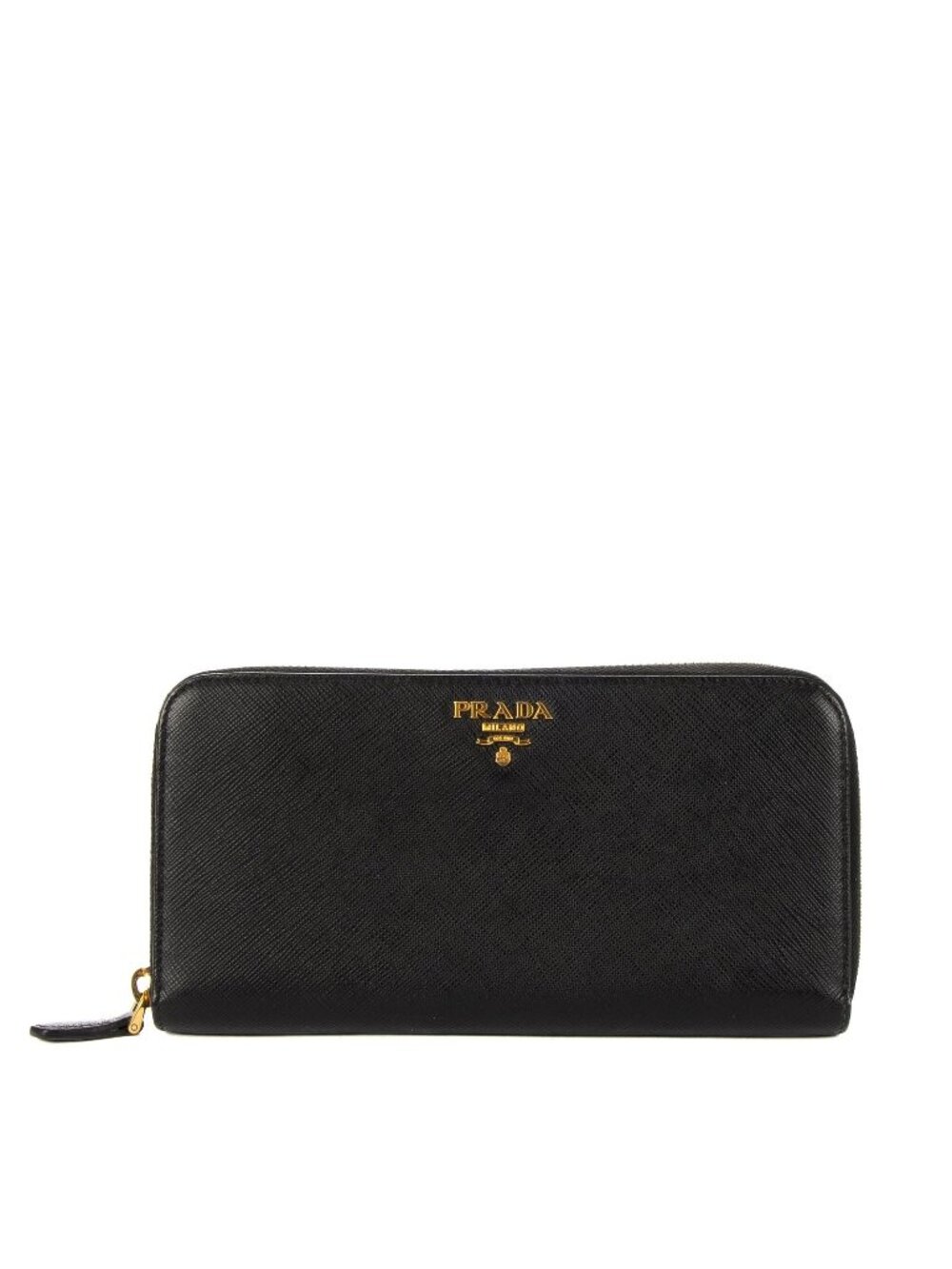 Prada Zip Around Wallet Black Saffiano